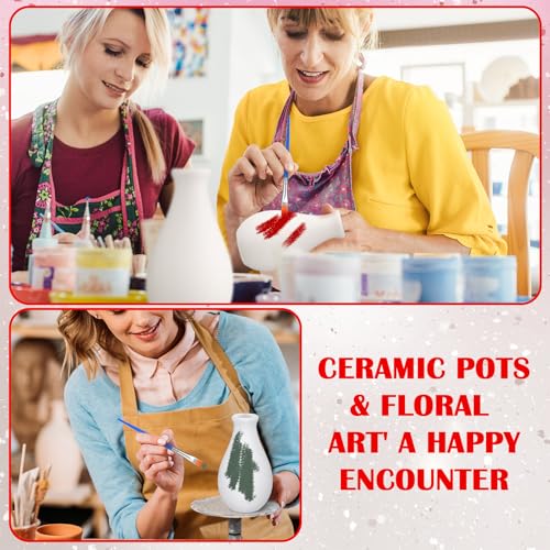 6 Set Mother's Day Ceramics to Paint DIY Your Own Ceramic Painting Kit for Crafts Vase to Paint Unpainted Plaster Paintable Kit Mother Art DIY Craft Supply with Brush Palette for Adult(Delicate) - color: Delicate