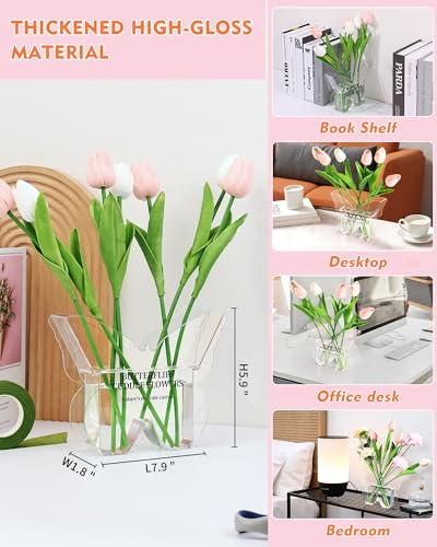 Butterfly Shaped Acrylic Flower Vase with Scissors and Plant Tape, Clear Decorative Vase for Home Office Desk, Unique Shelf Decor and Event Decoration, Aesthetic Gift for Book Lovers and Women