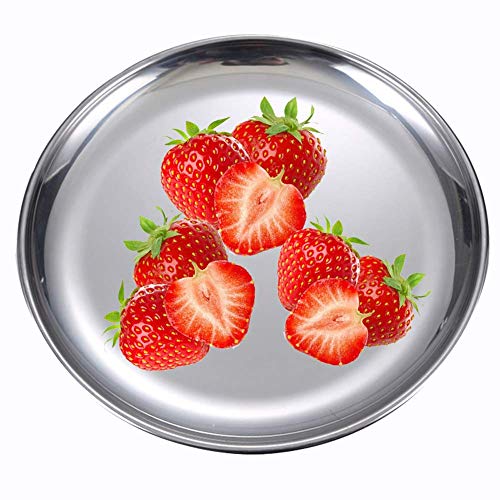 Stainless Steel Plates 2 Set 7 Inch Metal Dinner Dishes for Snack,Outdoor Camping,Steak plate - Shatterproof Dishwasher Safe Stainless Steel Dishes - size: Silver 7 Inch