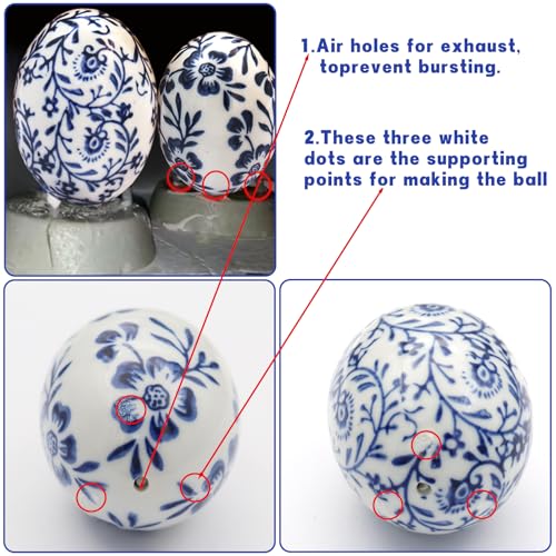 6pcs Ceramic Easter Eggs - Chinoiserie Blue and White Easter Egg Decor for Home, Living Room & Office for Christmas, Halloween, Mother's Day, Easter and Housewarming(C) - size: C