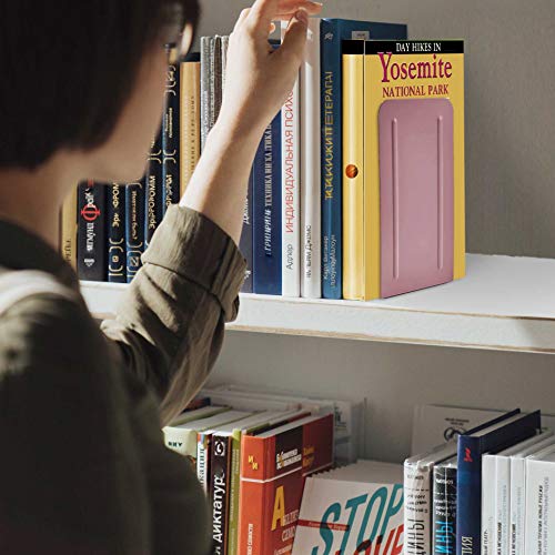 Acrimet Steel Metal Bookends for Shelves, Heavy Duty, for Large Books, 6 7/8" Tall X 4" Wide X 4 1/2" Deep, Pink Colored, 1 Pair - color: Pink