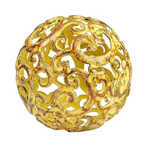 Everydecor Metal Decorative Sphere for Home Decor - Decorative Balls for Shelves, Centerpiece Bowls, Bookshelf - Decoration Orbs Accents for Living Room, Bedroom - Fancy Yellow Shelf Spheres - color: F. Gold, size: 4 Inch