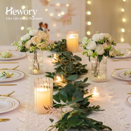 Hewory Glass Hurricane Candle Holder Set of 12, Clear Glass Candle Holders for Pillar Candles Floating Candles, 6 inch Glass Cylinder Hurricane Vases for Centerpieces Wedding Christmas Home Decor - size: 6 inch-12PCS