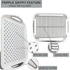 Large Nonslip Serving Tray with Handles, Silicone Grippy Dots Lap Food Trays for Eating, Dishwasher Safe Serve for Breakfast Dinner Snack Fruit Appetizers Beverage, Rectangular, Set of 2, White - color: White