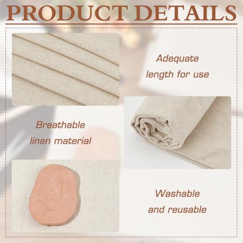 FINGERINSPIRE 2 PCS Pottery Linen Cloth 63x39 inch (Ivory White) - Linen Fabric Tablecloth Clay Sculpture Tool for Ceramic Art DIY Crafts