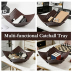 KINIVA 2 Pack PU Leather Jewelry Valet Tray for Men Women,Small Key Bowl for Entryway Table,Portable Travel Catchall Dice Tray (Bowl-Coffee-2pcs) - style: Bowl-Coffee-2pcs