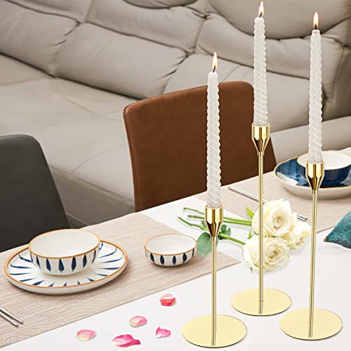 Gold Candle Holders for Taper Candles, FODIENS Set of 12 Metal Candlestick Holders, Decorative Tapered Candle Stick Holder for Wedding Dinning Anniversary Party Table Centerpiece (Bright Gold) - color: Bright Gold