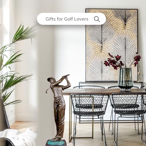 22'' Modern Golf Female Bronze Statue, Bronze Golfer Figurine Sculpture Ornament with Marble Base Classical Art Craft for Home Office Decor Collection Gift - size: 22" Madam