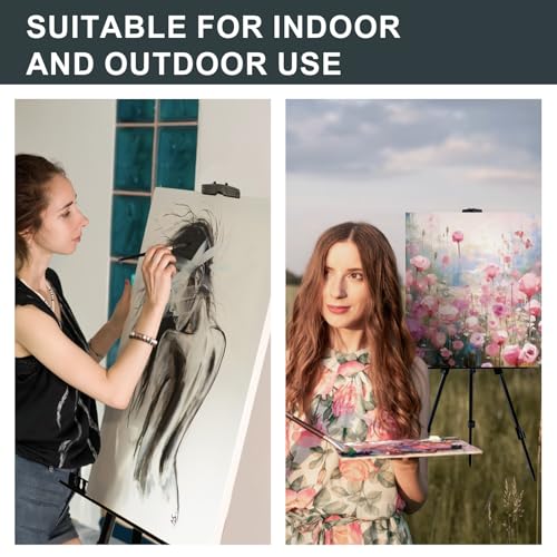 AROIC 8 Pack Painting Display Easel Stand Portable Adjustable Metal Tripod Artist Canvases Height from17to66Inch Extra Sturdy forTable-Top/Floor Painting, Drawingand Displaying,Black with8Storage Bag - style: 8P