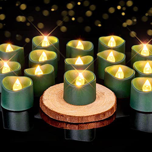 Homemory Green Tea Lights Candles Battery Operated, 200+Hour Flameless Flickering Fake Electric LED Colored Tealights for St. Patrick's Day, Christmas, Theme Party, Seasonal Celebrations, 12-Pack - color: Green, size: Pack of 24