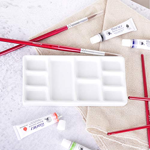 VanEnjoy White Square Ceramic Artist Paint Palette,Porcelain Watercolor Palette,Ceramic Mixing Tray for Watercolor Gouache Painting