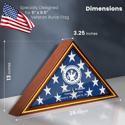 Officially Licensed U.S. Army Flag Display Case – Solid Wood Military Flag Case with Personalized Engraving – Veteran, Memorial & Retirement Gift – Fits 5’ x 9.5’ Folded Flag (Rustic Brown) - color: Rustic Brown