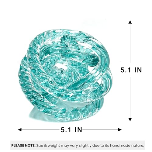 Glass Knot Teal Orbit Ball - 5 Inch Hand Blown Infinity Sculpture Decor Glass Orbit Home Decor Table Decoration Interio Art - color: Teal, size: 5" Diameter