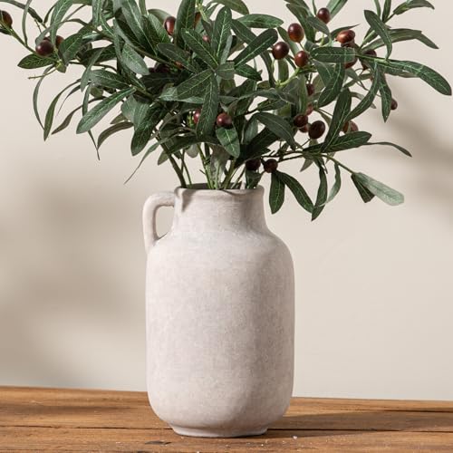 Ceramic Flower Vase Home Decor - Large White Rustic Table Flowers Vases Living Room Bedroom Plant Decoration Farmhouse Vintage for Kitchen Shelf Office Coffee Dining Desk House Women (9.7" Rustic) - color: 04-rustic-9.7"