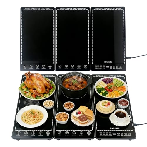Electric Warming Tray, 3-in-1 Food Warmers for Parties Buffet with 10 Temp Settings and Timer, 25"x15" Glass Surface Warming Mat for Food, Warming Tray for Parties Buffet,Gatherings - size: Extendable-25x15Inch