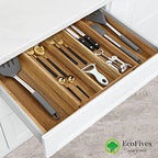 EcoFives Luxury Acacia Silverware Organizer -Kitchen Drawer Organizer - Utensil Holder and Cutlery Organizer with Grooved Drawer Dividers for Flatware and Kitchen Utensils (5 Slot) - size: 5 Compartments