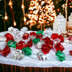 HappyFiller 14OZ Fake Ice Rocks Cubes Acrylic Gems Stones,Table Scatters, Photography Props Vase Fillers,Wedding,Crafts,Home Centerpieces,Candle Holder,Red,Green,Clear Mix - color: Red/Green/Clear, size: 14 OZ