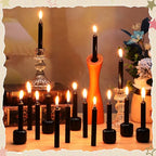 Baderke 24 Pack 4 Inch Mini Black Taper Candles Sticks and 6 Spell Candle Holders for Witchcraft Spell Candles for Rituals, Birthdays, Meditation, Altar, Spells - color: Black