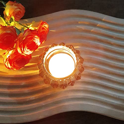 Woho Rose Gold Tealight Candle Holder Set of 6 for Valentines Day Decor, Glass Tea Lights Candle Holder for Wedding Party, Votive Candle Holders for Table Centerpiece - color: Rose Gold