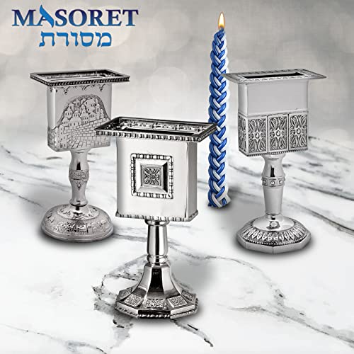 Nickel Havdalah Candle Holder 5.6 Inches Octagon Havdalah Candle Holder, Elegant Jewish Hanukkah Candleholder Stand - color: Octagon Havdalah 3