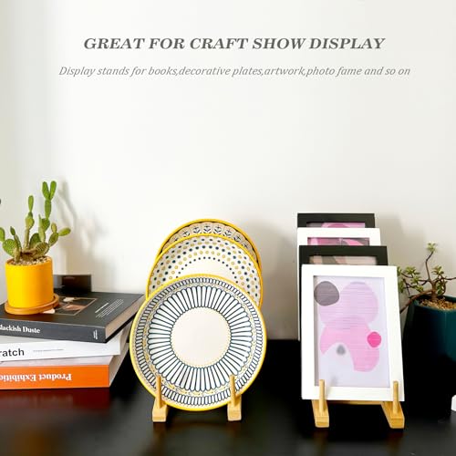Plate Stands For Display,Wooden Plate Racks Dish Stand Holder, 5-Tier Display Stands For Tabletop Book, Art Print, Puzzle, Cutting Board Kitchen Cabinet Organizer - color: 1Pack