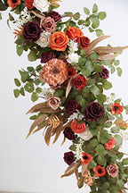 Artificial Flowers Combo Box Set Silk Fake Flowers with Foliage for DIY Wedding Bouquet Cake Flower Table Centerpieces - color: Orange & Burgundy