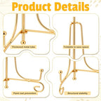 12 Pcs 3 Size Gold Iron Plate Stands for Display, 4" 6" 8" Decorative Metal Plate Holders Display Stand Gold Easel Stands for Photo, Frame, Book, Card, Plaque, Bowl, Picture