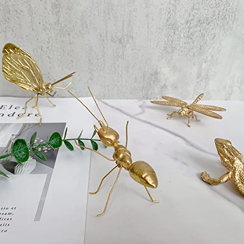 Gold Ant Sculpture Solid Metal Insect Ornament Mini Ant Figurine for Home Office Garden Desktop Decor - style: Ant