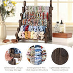 TOPNEW 5 Tier Wooden Bracelet Holder, Scrunchie Bangle Watch Necklace Display Storage Jewelry Holder Stand Display Organizer, Brown - color: 5 Tier Brown