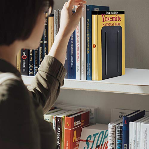 Acrimet Steel Metal Bookends for Shelves, Heavy Duty, for Large Books, 6 7/8" Tall X 4" Wide X 4 1/2" Deep, Black Colored, 1 Pair - color: Black