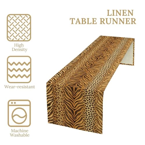 Wild Charm Animal Fur Table Runner Leopard Print Tablerunner for Kitchen Cafe Dining End Table Sofa Holiday Wedding Home Decor 13x36in - color: Fur-13, size: 13x36in