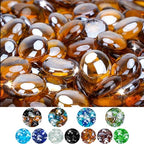 Mr. Fireglass 10 Pound Fire Glass Beads, 1/2" Reflective Round Fire Glass Drops for Fireplace Fire Pit & Lanscaping, High Luster Caramel - color: Caramel, size: 1/2 inch, 10 Pounds