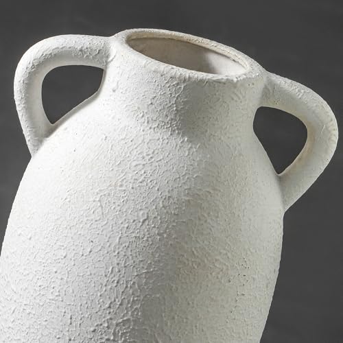 Ceramic Farmhouse Vase with 2 Handles, Boho Decorative Flower Vase for Home Decor, Living Room, Entryway, Table, Shelf Decor, 9.6 Inch - color: 110-2-9.6in