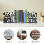 Cute Panda Decorative Bookends - Good Panda Gifts for Girls and Boys Book Ends with - Durable Design, Compact Home Décor Accents