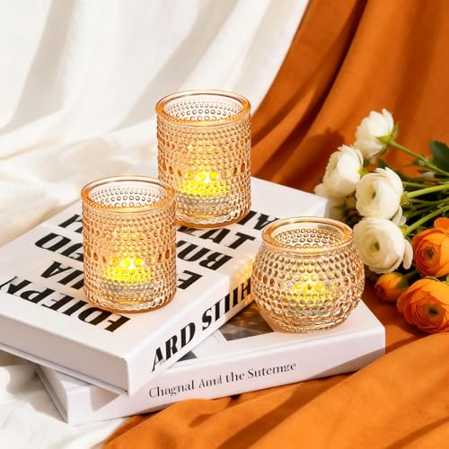 Rubtlamp 24pcs Gold Votive Candle Holder, Two Size Tea Light Candle Holders, Glass Candle Holder for Table Centerpiece, Wedding, Baby Shower, Birthday and Home Decorations - color: Gold