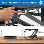 Mount-It! Electric Standing Desk Converter with Dual Monitor Arms for 2 Screens (Max 32"), Large 35.4" Wide Desktop, Motorized Stand Up Desk Riser, Keyboard Tray, USB, Black Stand up Desk Convertor - size: Large 35.4"