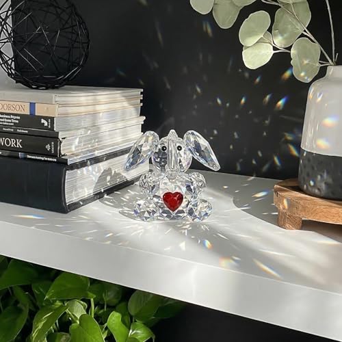 YWHL Cute Crystal Elephant Gifts for Women, Handmade White Elephant Gift Ideas, Small Drunk Animal Decor, Figurine Collection for Home Decoration - color: Red Heart