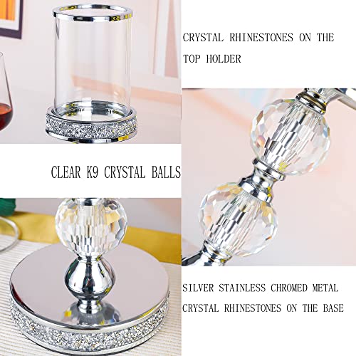 Candle Holders for Pillar Candle, Pillar Crystal Candle Holders, Candlesticks Holder for Wedding, Dining Coffee Table, Centerpieces, Home Decor CH00XM - size: 2 crystal balls