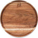 Round Wood Tray, Acacia Wooden Serving Tray, Serving Platter, Appetizer Charcuterie Board, Tray Organizer for Kitchen, Round Wood Tray for Table Centerpiece 13.8 x 13.8 x 0.8 inch - size: 13.8"