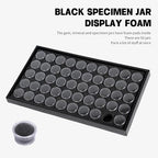 50 Gem Display Case Diamond Gemstone Storage Box, Small Round Plastic Containers Box Jewelry Organizer Container with Foam, Black Foam Gem Jars Showcase with 50 Gemstones Storage Jar