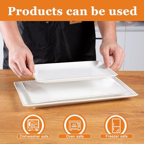 Kassel Ceramic Serving Platter Set | 14”/12”/10” Rectangular Serving Trays for Entertaining at Parties and Weddings | Oven Safe Large Serving Trays for Tacos, Steak, and Cake - size: Small Rec {14”/12”/10”}