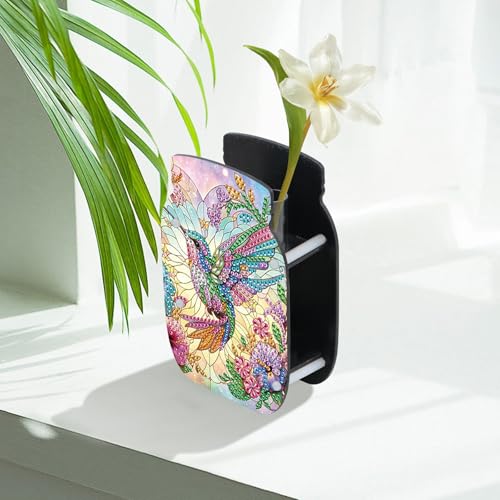 5D Diamond Art Painting Kit Vase, DIY Hummingbird Adult Shaped Diamond Acrylic Double-Sided Diamond Painting Multi Pattern Vase Handmade Crafts, Suitable for Home Living Room Desktop Decoration - color: Hummingbird