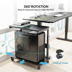 EUREKA ERGONOMIC PC Stand Computer Cart, Height Adjustable Tower Stand 2-Tier Suit for ATX Case Printer, Metal Rolling Cart on Wheels for Gaming Home Office, Black - color: Black