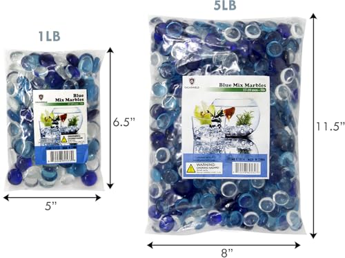 Galashield Flat Glass Marbles for Vases Blue Mix Glass Gems Beads Pebbles Vase Filler (1 LB, Approx. 105 PCS) - color: Blue Mix, size: 1 LB