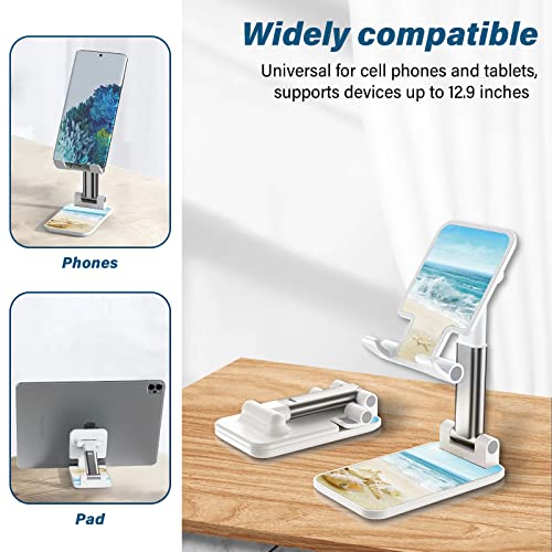 Foldable Phone Stand for Desk, Adjustable Angle of View, Suitable for iPhone, Samsung and Other Smart Phones, Colorful Pattern, Portable Electronic Device Stand - color: Sandy Beach
