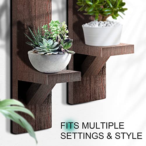 Potchen 4 Set Wooden Wall Candle Holder Sconces Mount Decorative Holders Decor Rustic Hanging Shelf Living Room Decoration for Farmhouse Bathroom Bedroom Vase Living Room(Brown) - color: Brown