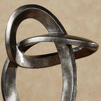Eternal Love Abstract Table Sculpture | Metallic Silver and Black Finish | Bold Abstract Looped Design Resembles a Stylized Infinity Symbol | Contemporary, Modern Tabletop Statue For Unique Decorating