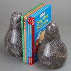 Creative Home Pear-Shaped Solid Marble Bookends – Heavy-Duty Book Ends for Shelves, Home Décor, Office and Classical Interiors, Modern Charcoal Marble Living Room Décor, Set of 2 - style: Pear Shaped