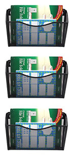 EASEPRES 3 Single Pocket Mesh Hanging File Organizer, Vertical Wall Mounted Magazine File Holder, Mount Basket Mail Paper Document Folder Organizing for Office, Home and School, Black