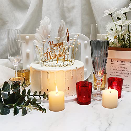 Red Mercury Glass Tea Light Holders Set of 36 - Elegant Votive Candle Holders for Weddings, Showers and Home Decor - Perfect for Table Centerpieces and Parties (Glass, Red) - color: Red